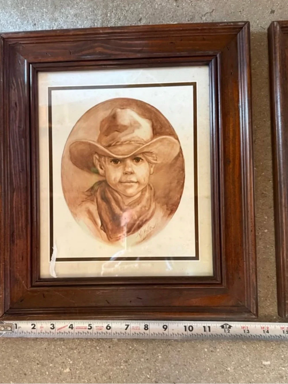 Pair of Framed Sepia-Tone Children Portrait Prints